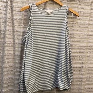 Lauren Conrad peep shoulder blue/white stripes